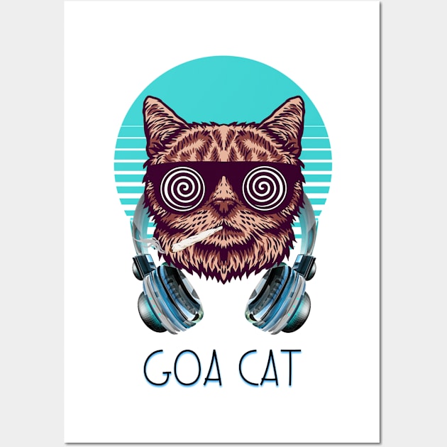 Goa Cat - Catsondrugs.com - Techno Party Ibiza Rave Dance Underground Festival Spring Break  Berlin Good Vibes Trance Dance technofashion technomusic housemusic Wall Art by catsondrugs.com